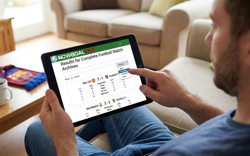 Accessing the complete football match results archive on Nowgoalpro.net.